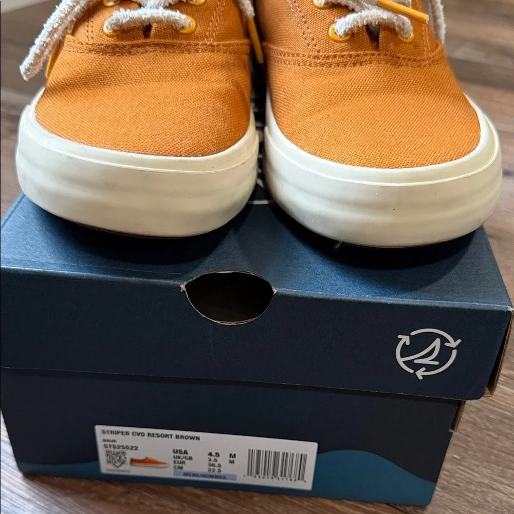 Sperry Striper CVO Orange Canvas Sneakers Size -4.5 Men’s 6 Women’s 4.5 Big Kids